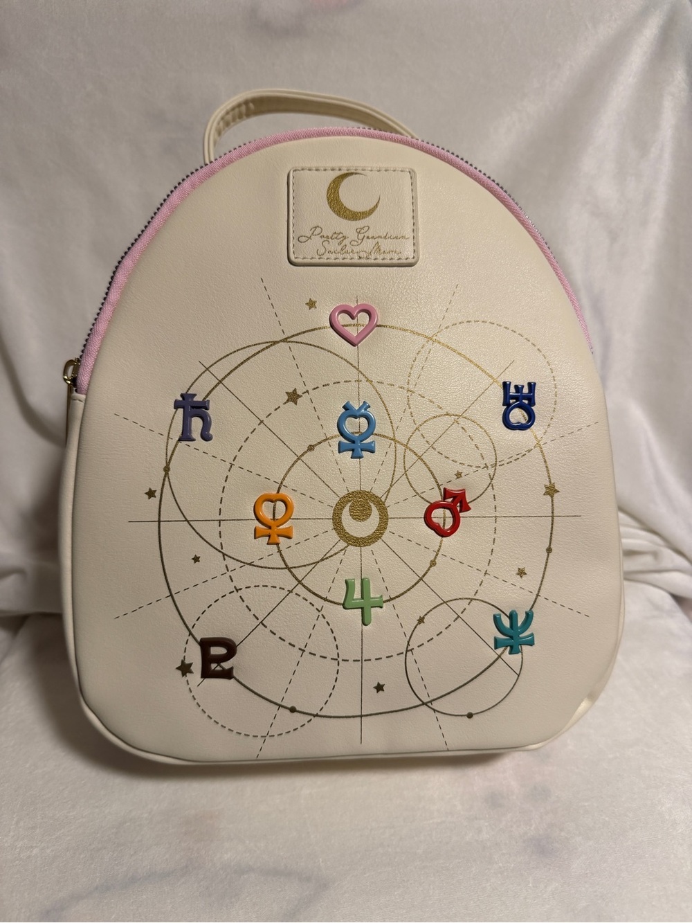 Hot Topic Cream Mini Backpack with Colorful constellation Charms
